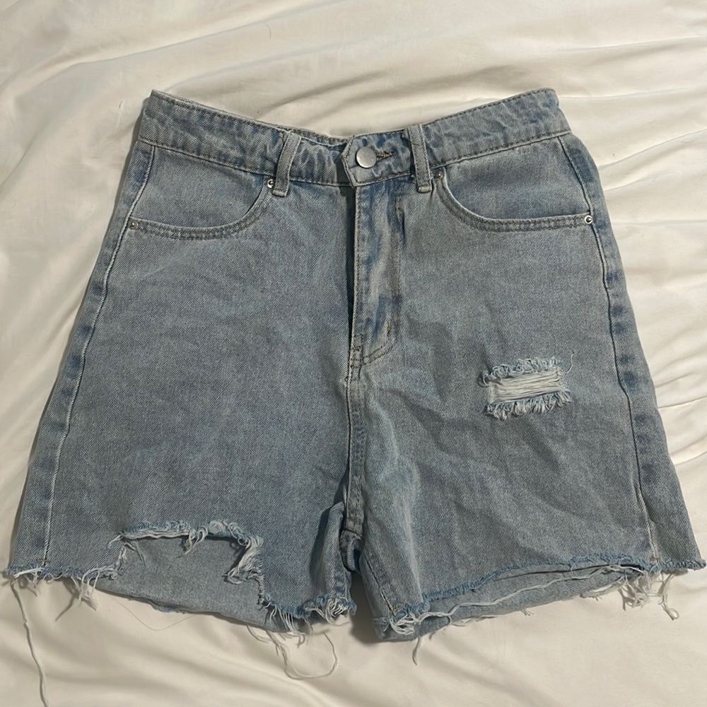 12th tribe light wash jean shorts
